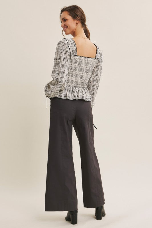 Lou Plaid Smocked Blouse