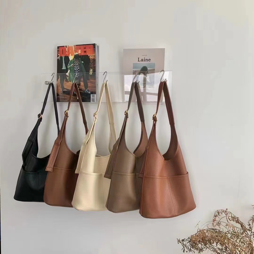 Leather Shoulder Bag With Pocket