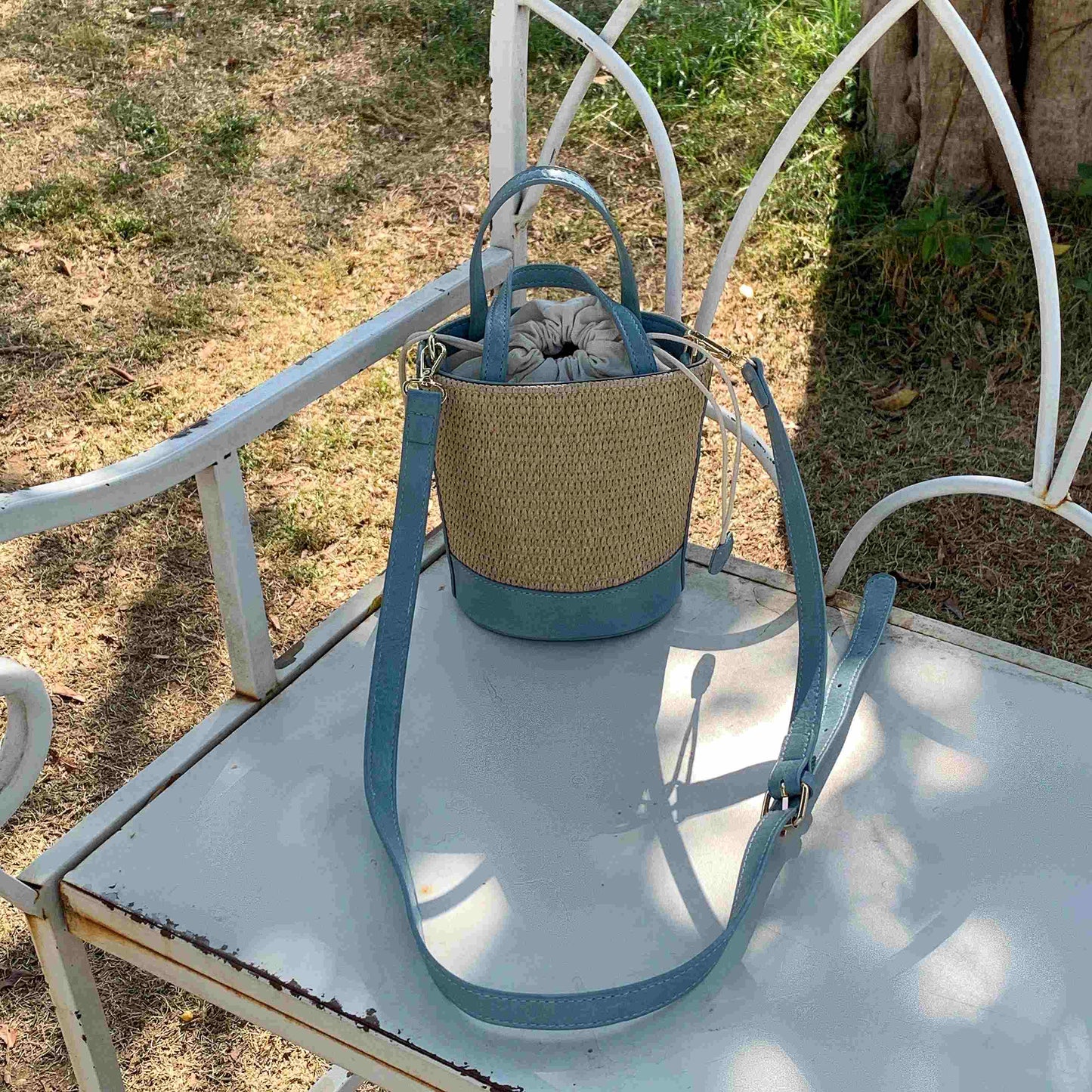 Coastal Woven Bucket Crossbody