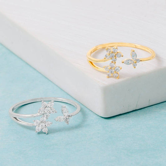 Flower And Butterfly Ring