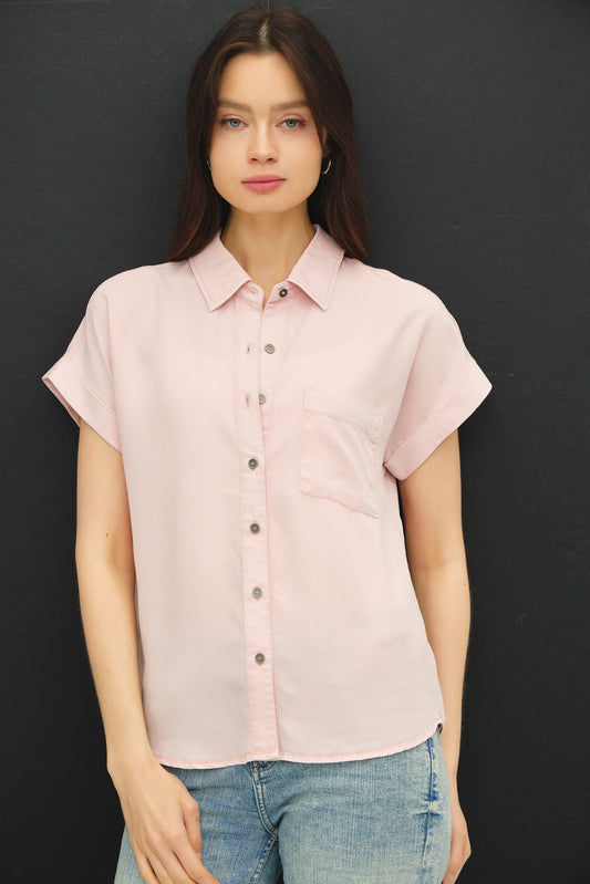 Tinley Pink Button up Top