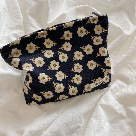 Corduroy Flower Make Up Bag