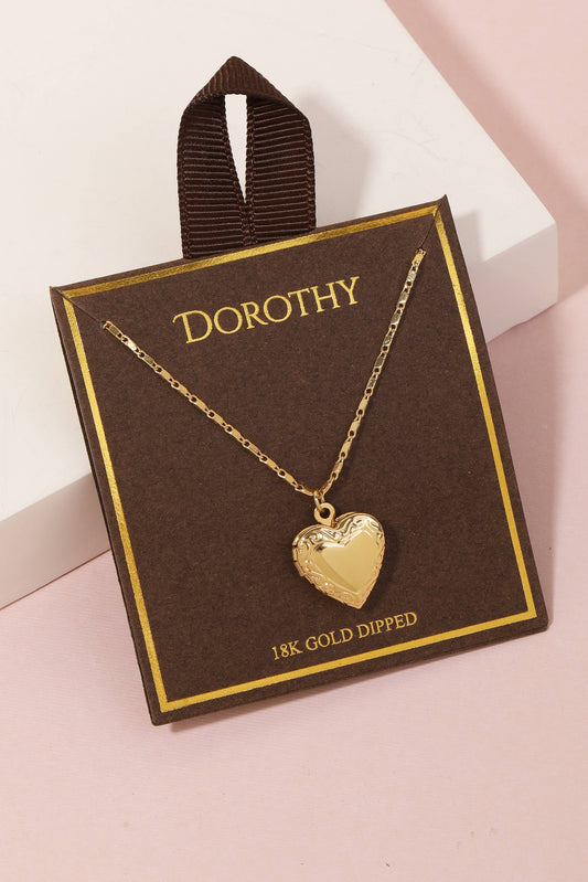 Gold Dipped Locket Heart Pendant Necklace