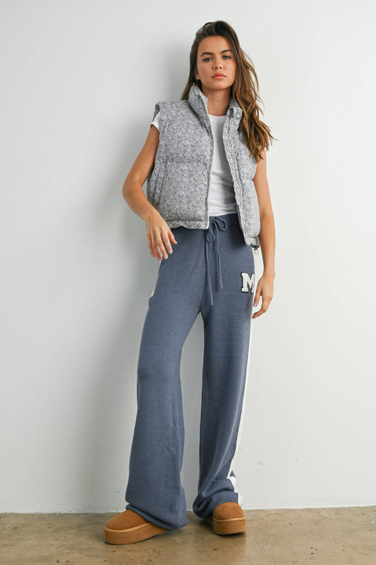 Floral High Neck Floral Puffer Vest