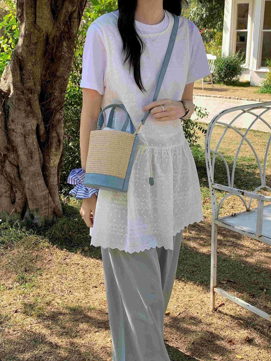 Coastal Woven Bucket Crossbody