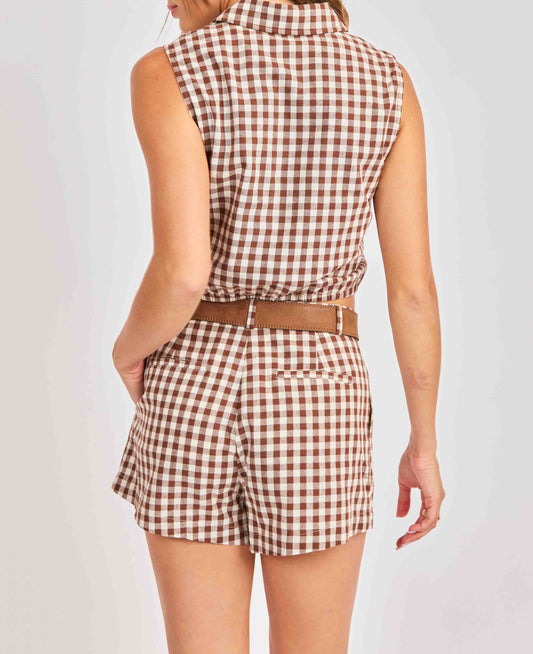 Mustang Gingham Sleeveless Top