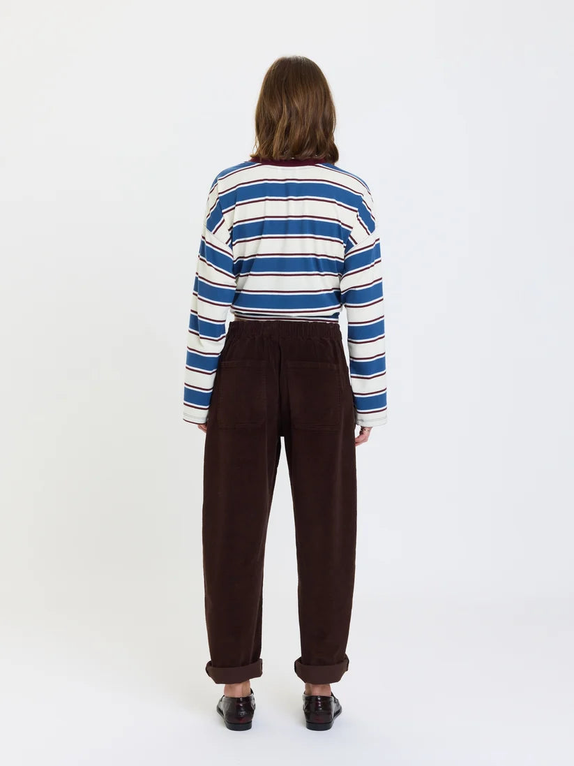DAZE Villa Pant Drawstring Barrel Pant in Chocolate