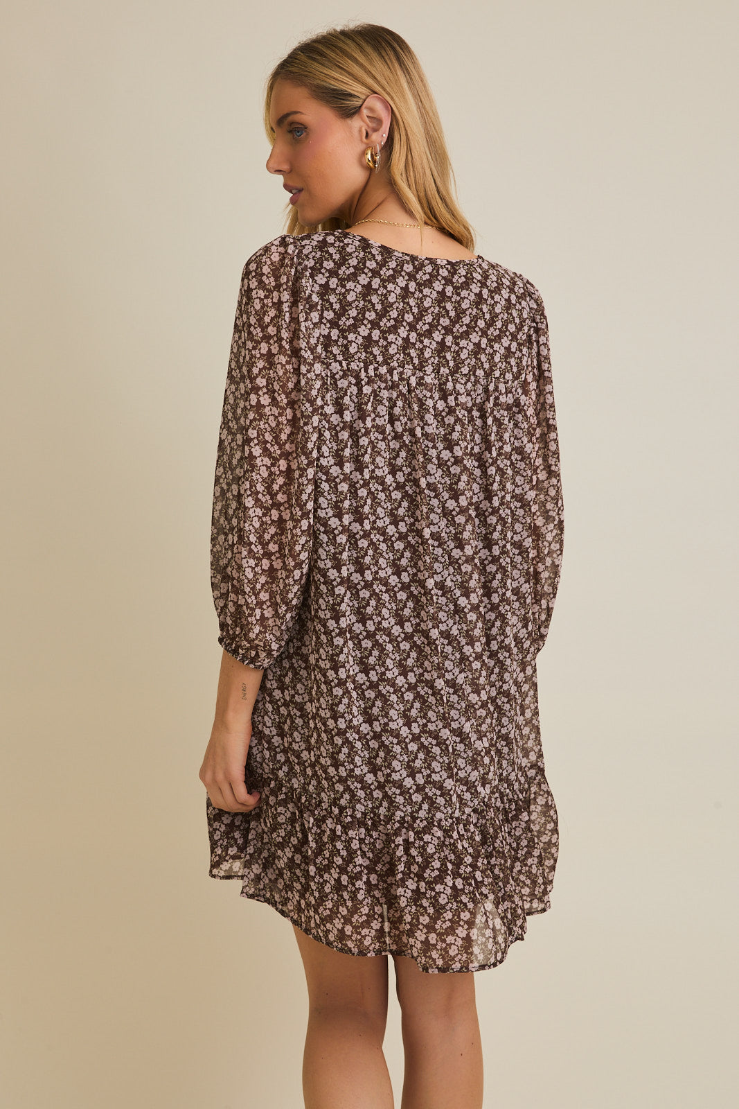Mallory Mocha Ditsy Dress