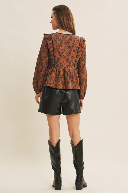 Floral Front Tie Blouse
