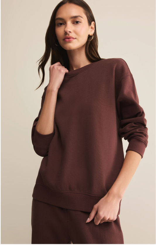 Boyfriend Cotton Sweatshirt in Sandalwood