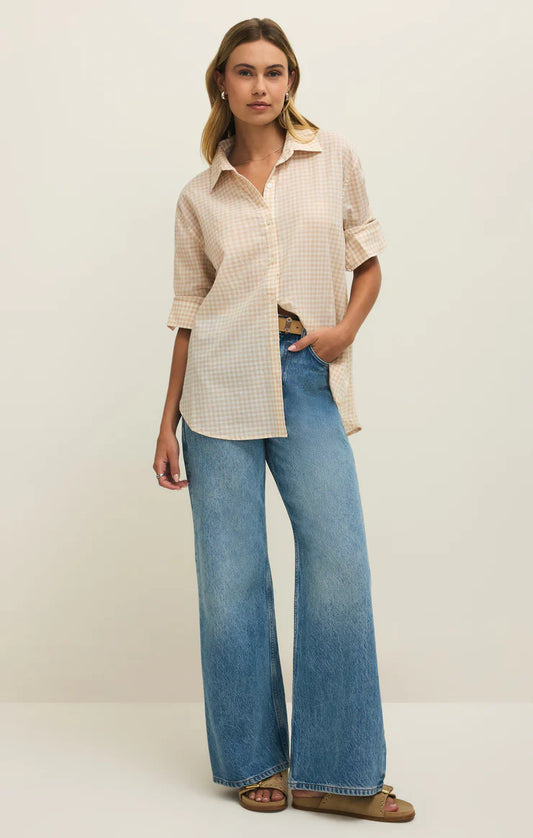 Z Supply Seaport Gingham Button Up Top