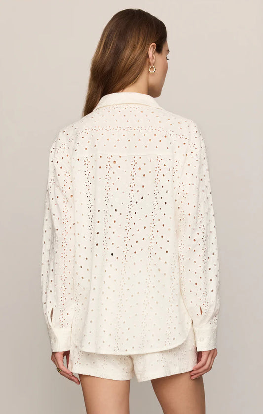 Elise Knit Eyelet Button Up