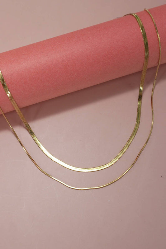 Sleek Herringbone Layer Necklace