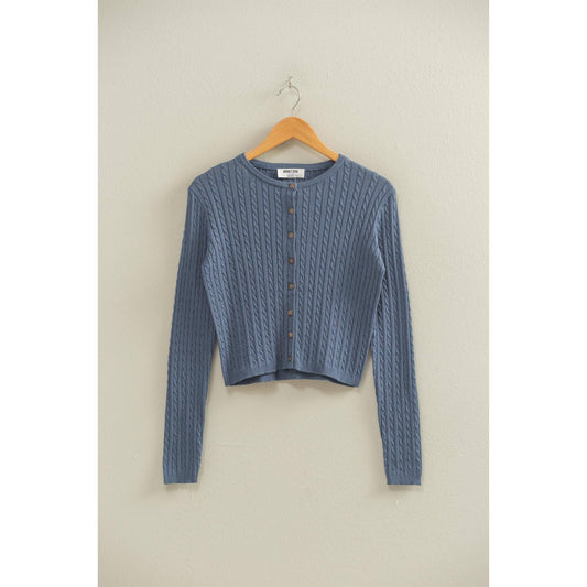 Cable Long Sleeve Buttoned Cardigan