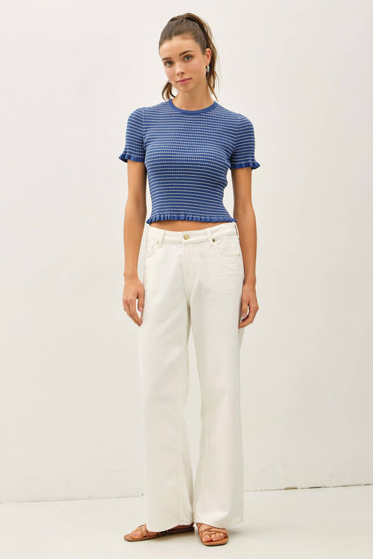 Mallory Striped Ruffle Top