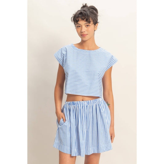 Coastal Gathered Mini Skirt