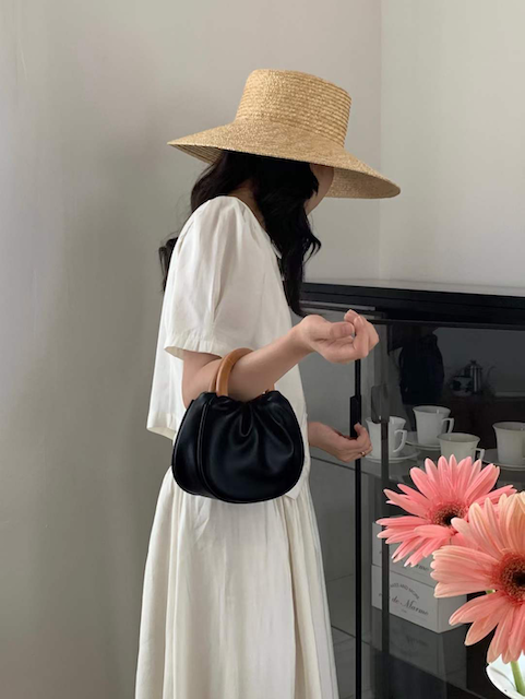 The Noir Gathered Mini Handle Bag