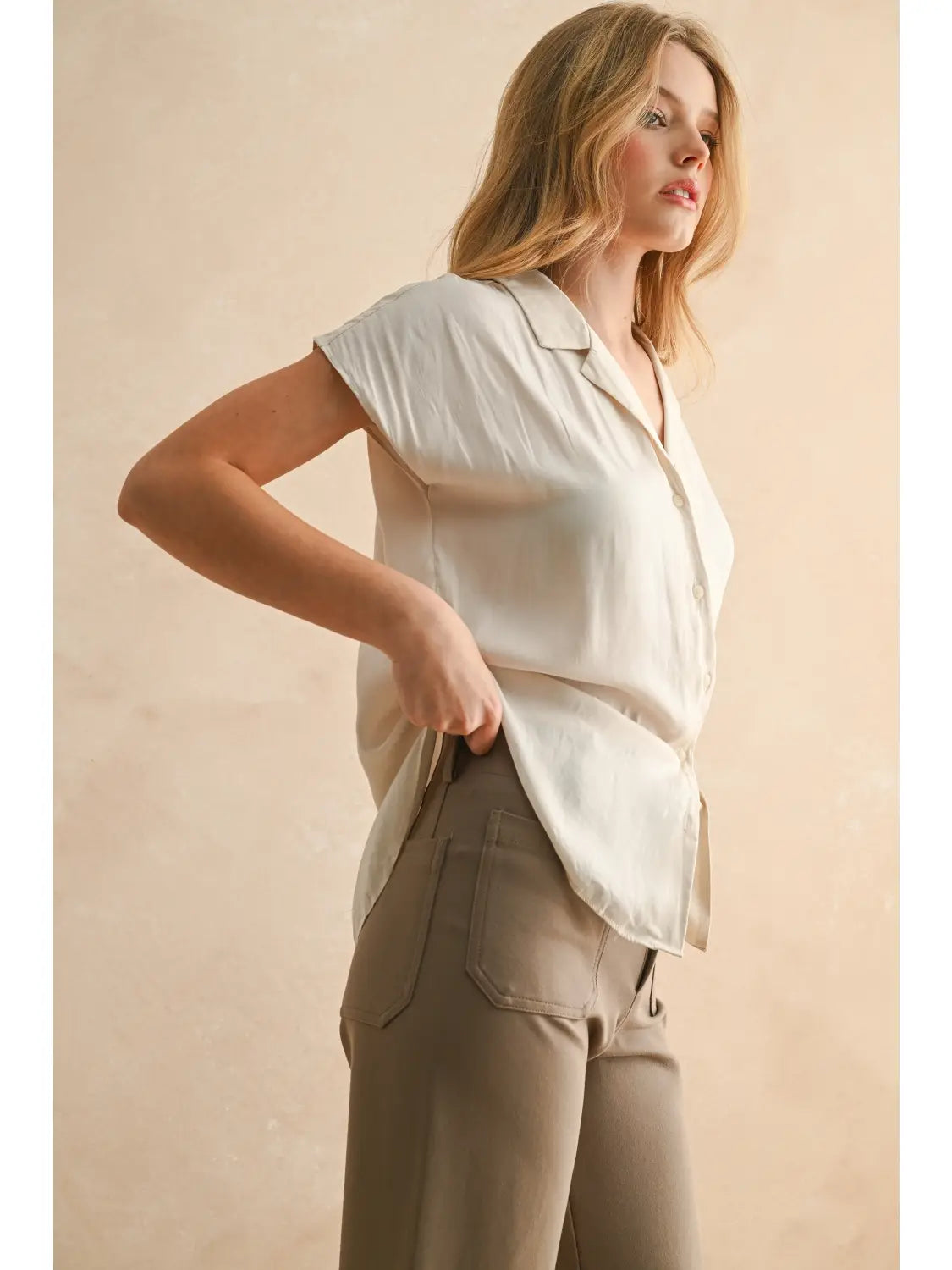 Harper Cap Sleeve Button Down