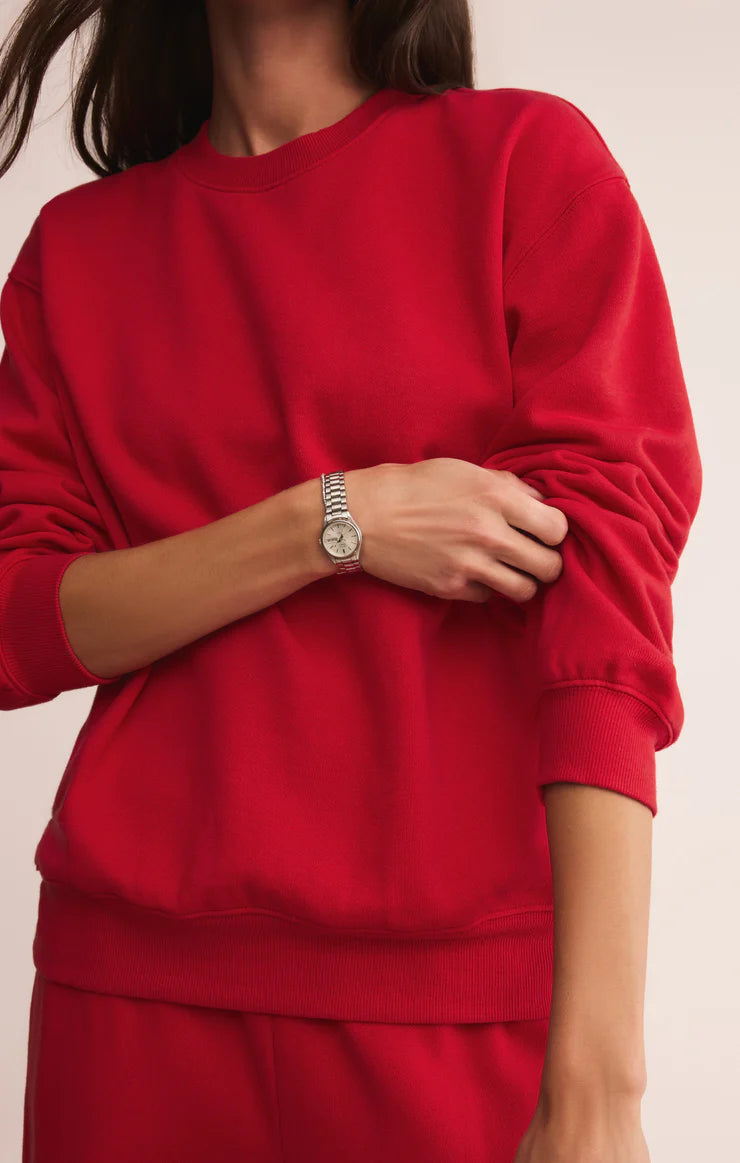 Z Supply Boyfriend Sweatshirt in Festive Red
