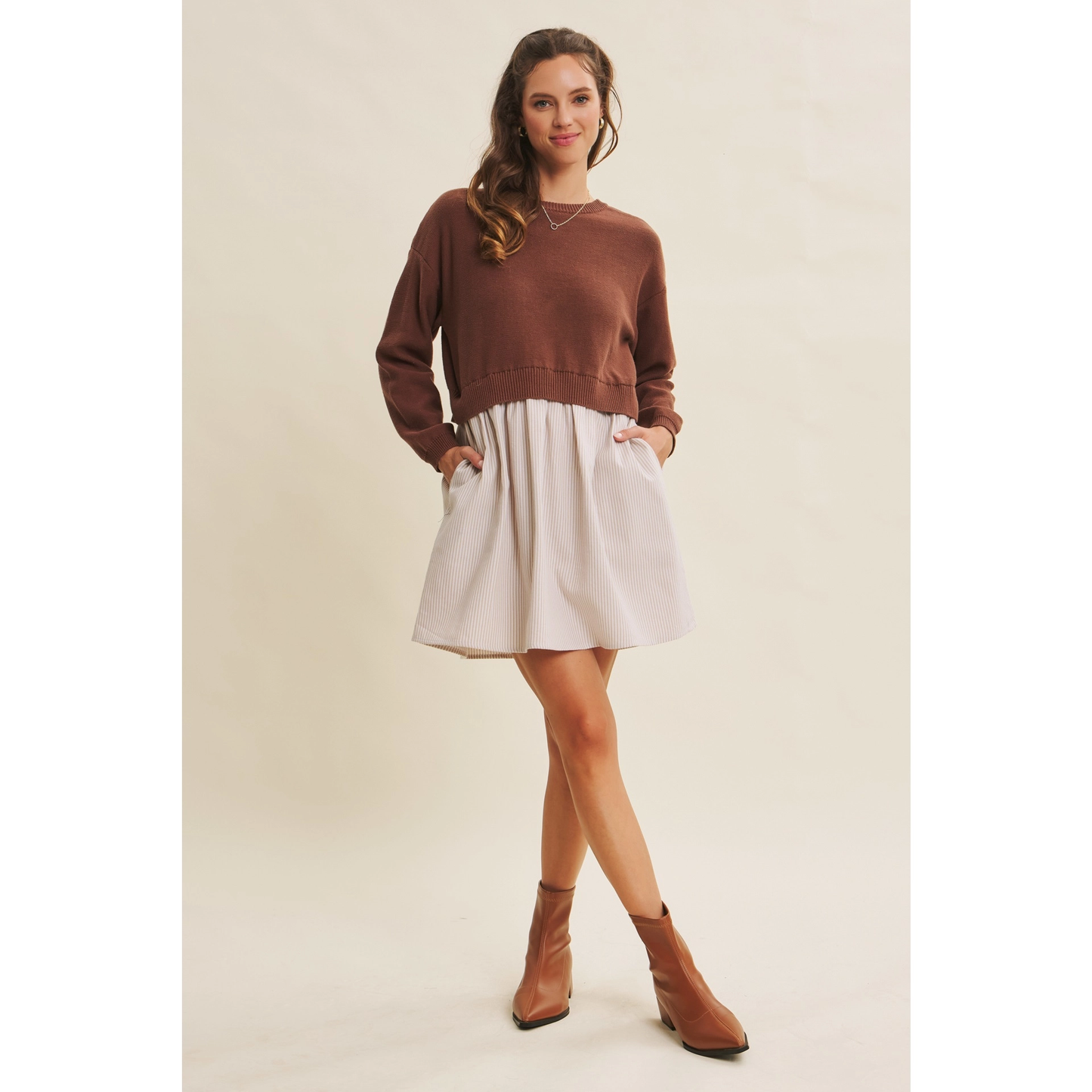 Mini Sweater Ribbon Dress