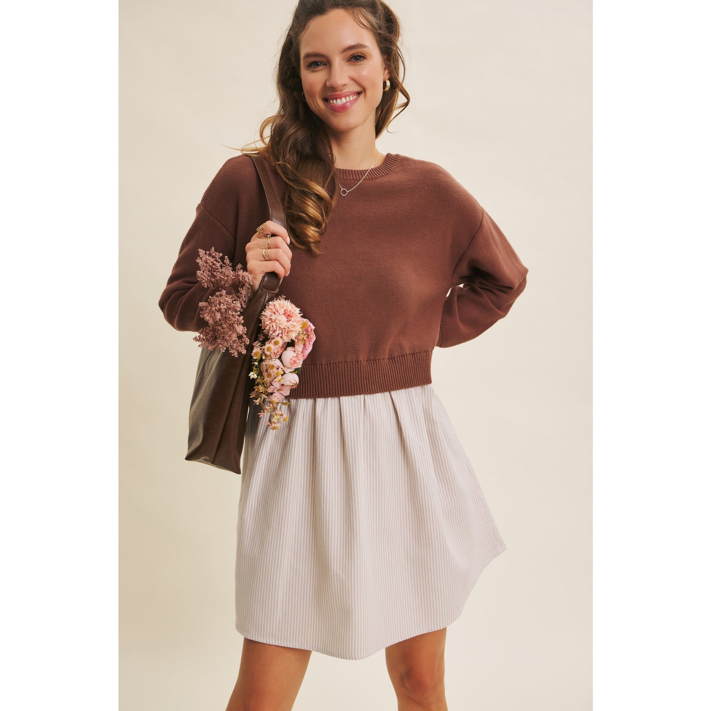 Mini Sweater Ribbon Dress