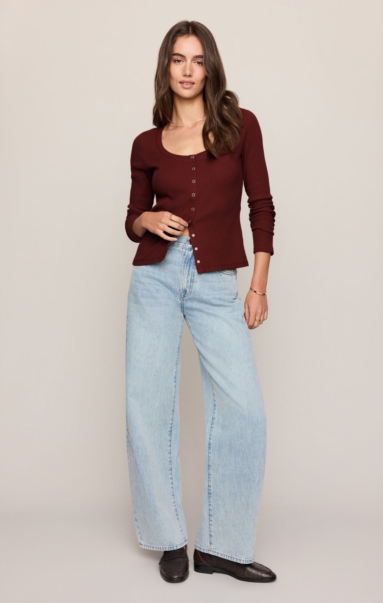 Z Supply Albany Waffle Button Up Top