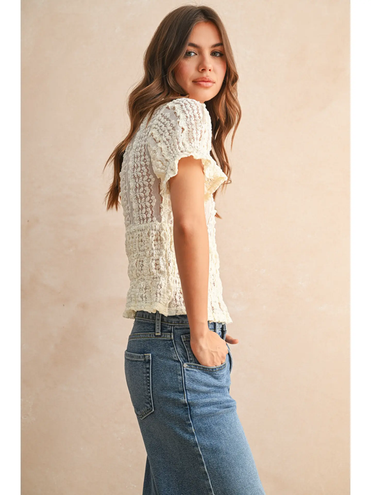 Short Sleeve Lace Blouse