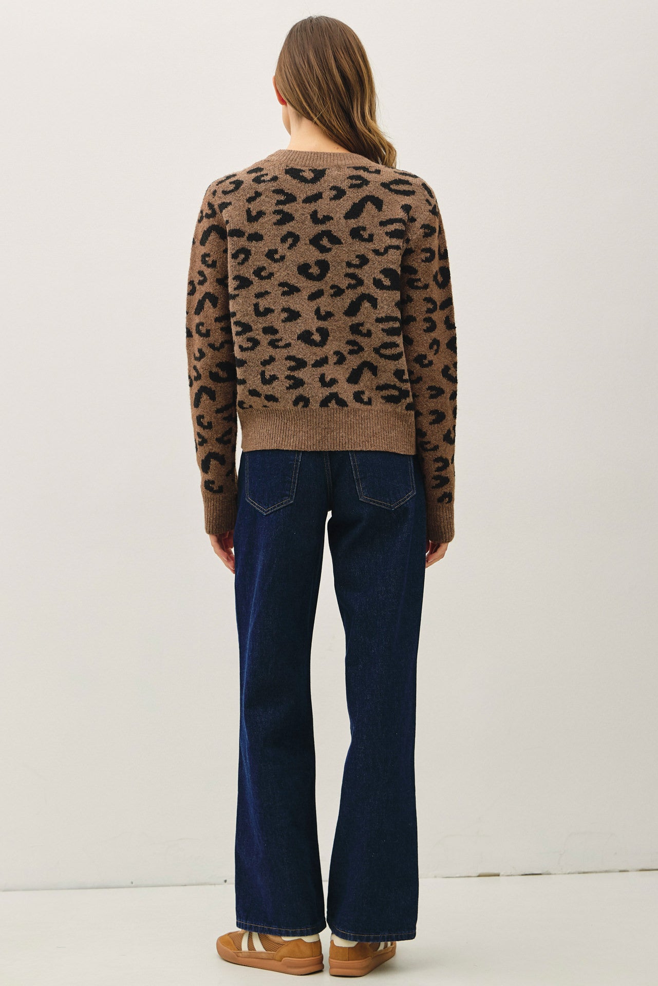 Leopard Jacquard Crewneck Sweater
