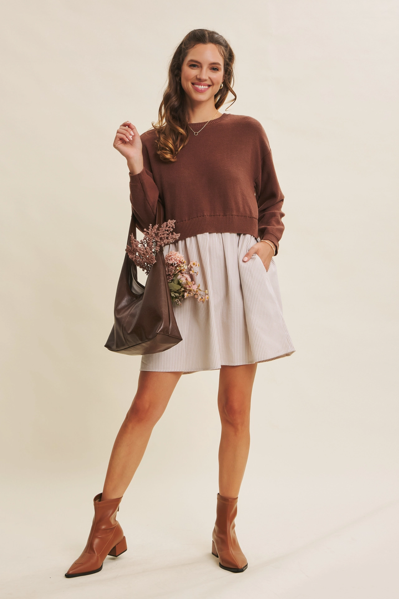 Mini Sweater Ribbon Dress