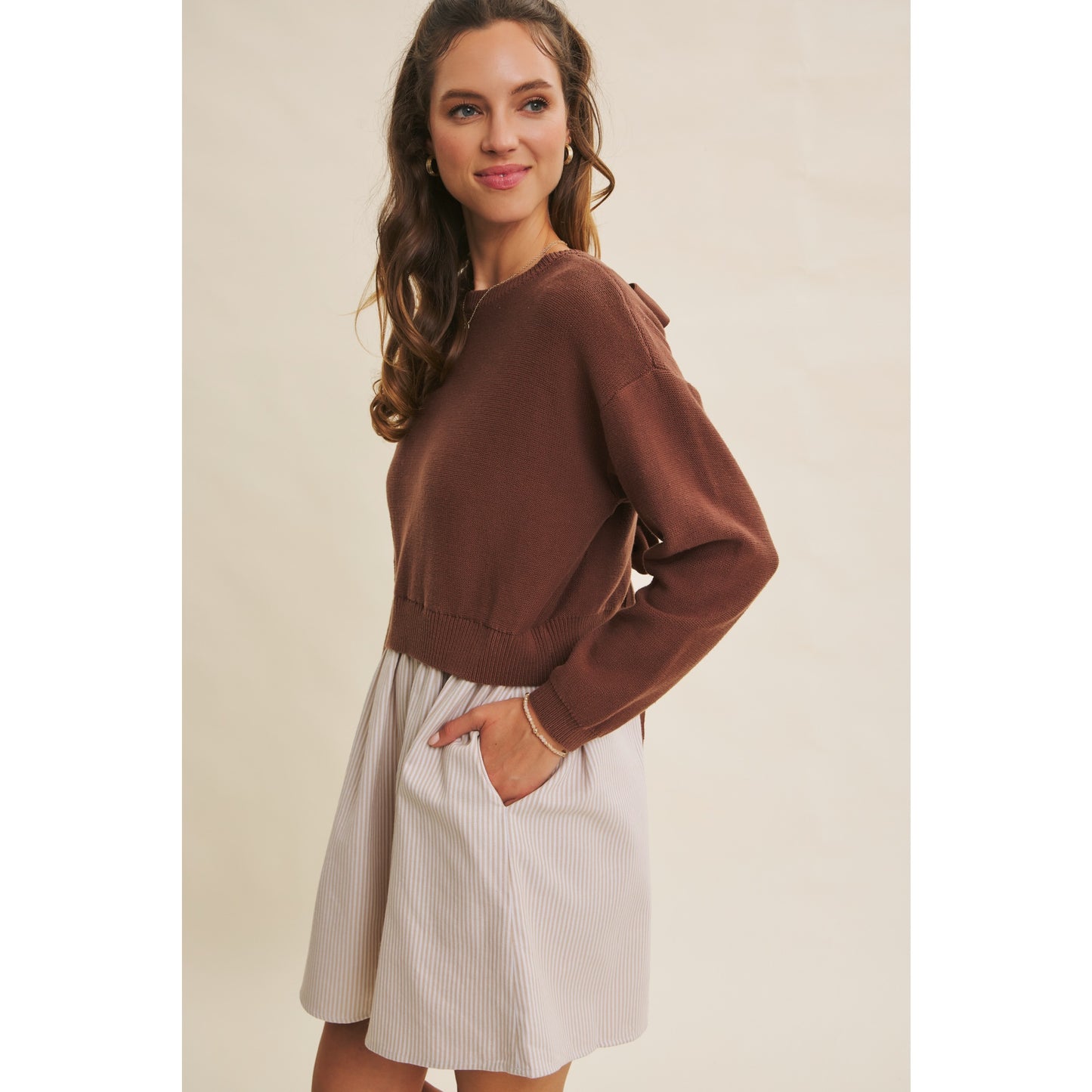 Mini Sweater Ribbon Dress