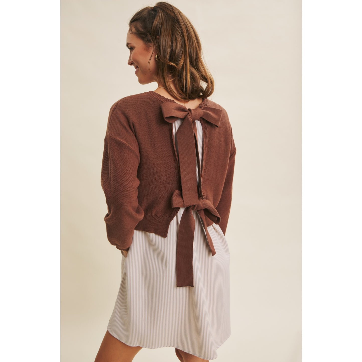 Mini Sweater Ribbon Dress