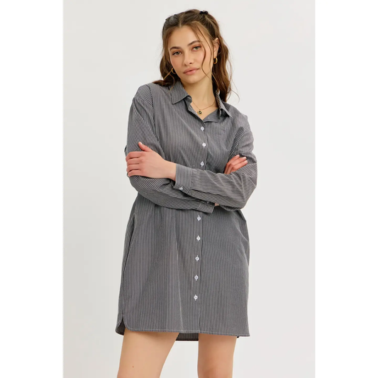 Oversized Stripe Shirt Dress