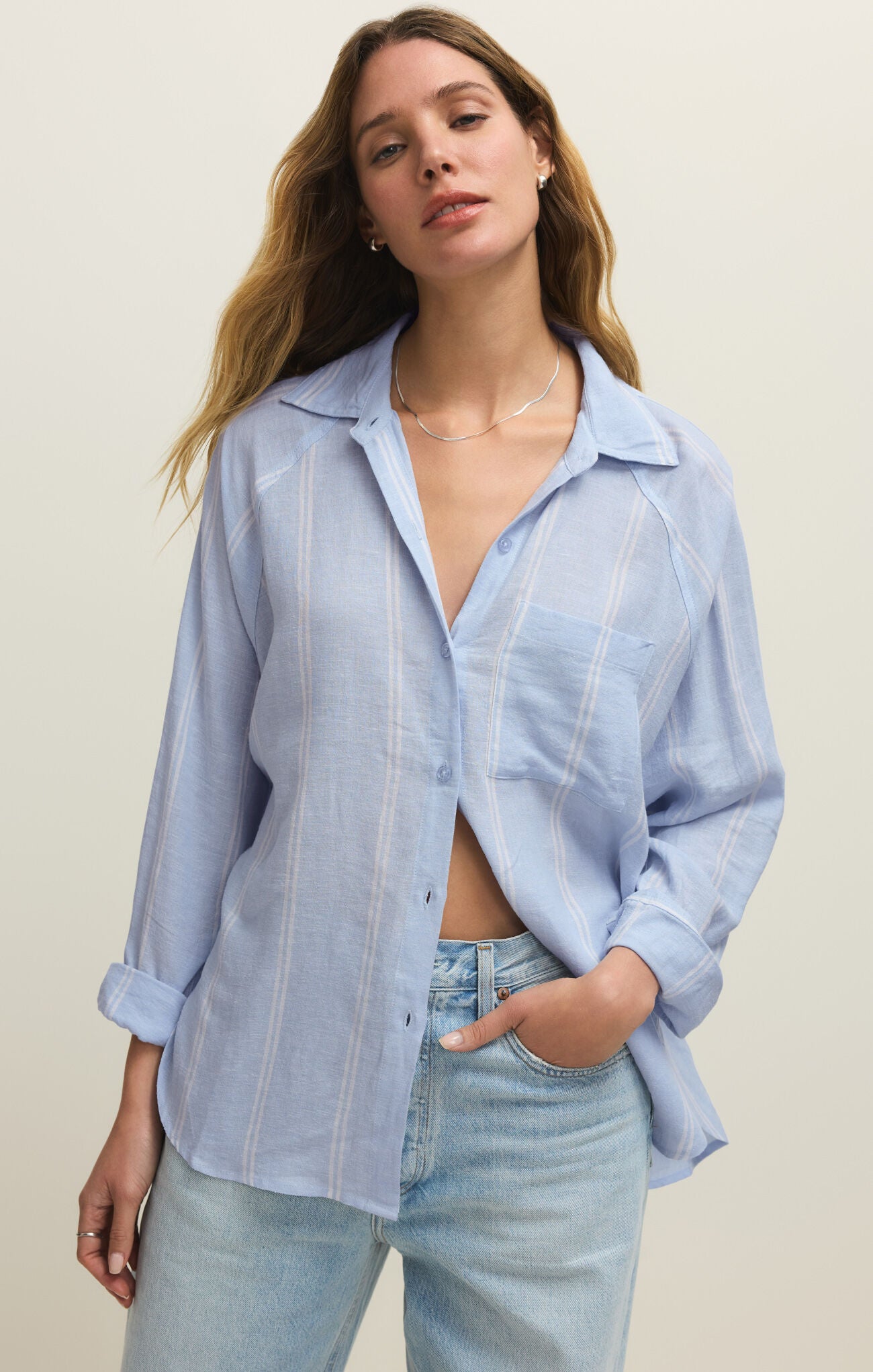 Z Supply The Perfect Line Top in Blue Light