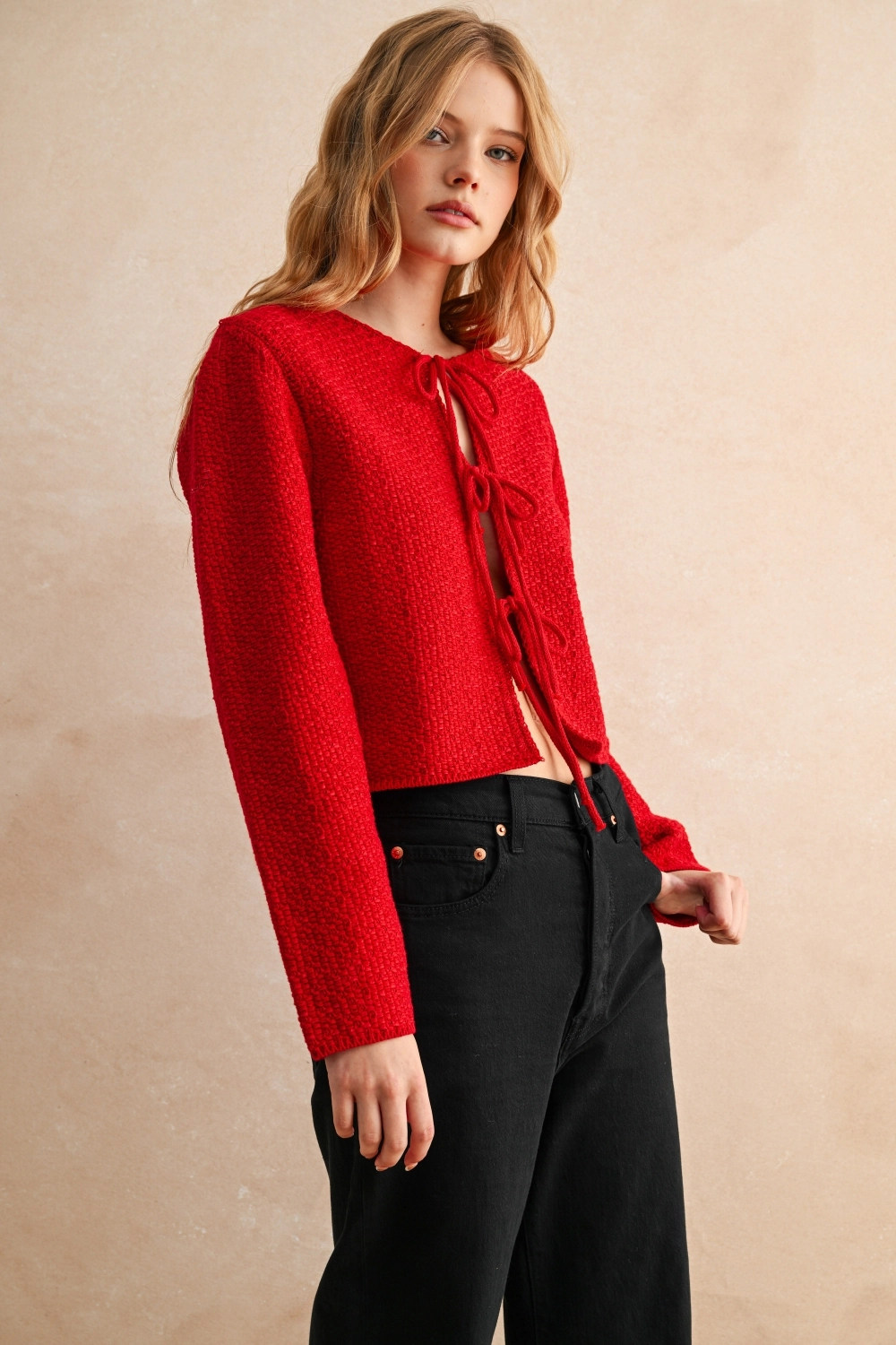 Tie Front Long Sleeve Cardigan