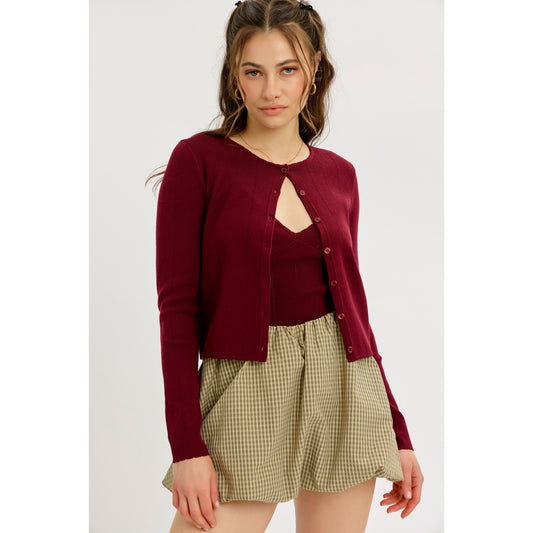 Pointelle Fitted Cardigan