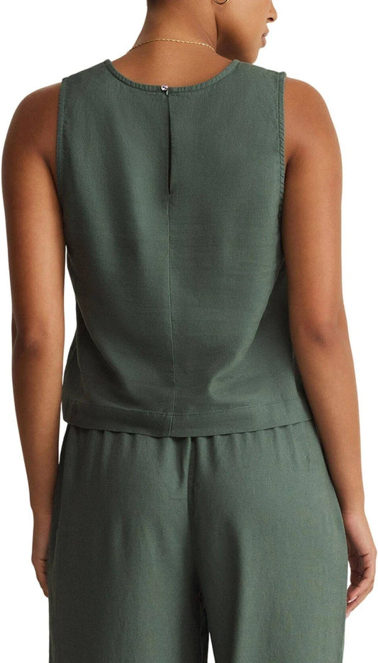 Z Supply Sloane Linen Top in Everglade