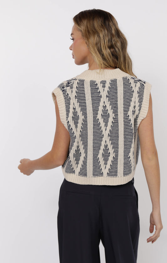 Macy Two Tone Cable Sweater Vest