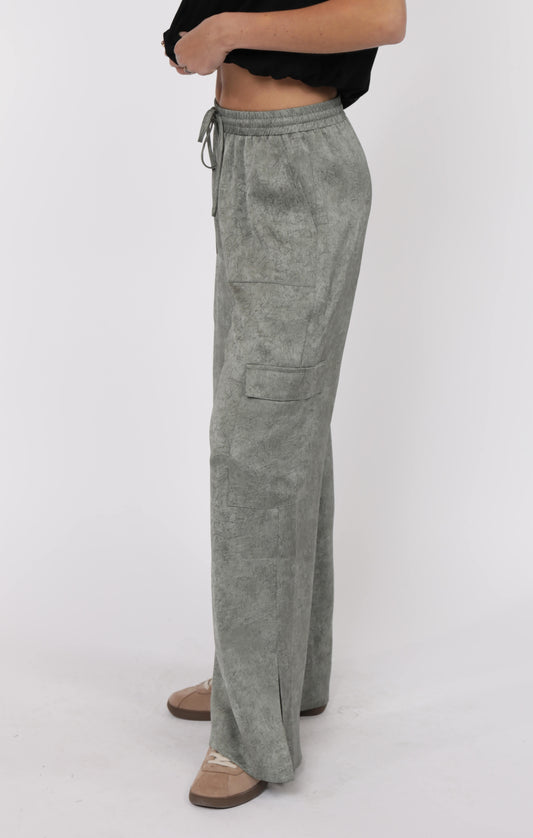 Forever Yours Crinkled Satin Cargo Pants