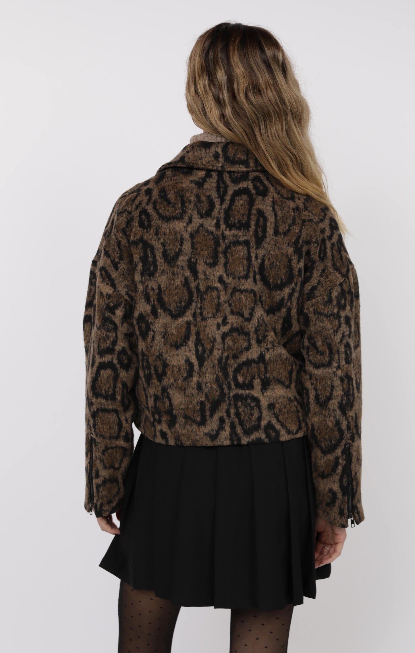 Strada Brushed Vegan Leopard Oversized Jacket