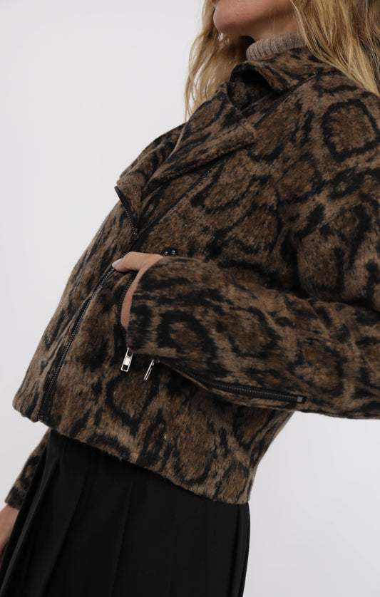 Strada Brushed Vegan Leopard Oversized Jacket
