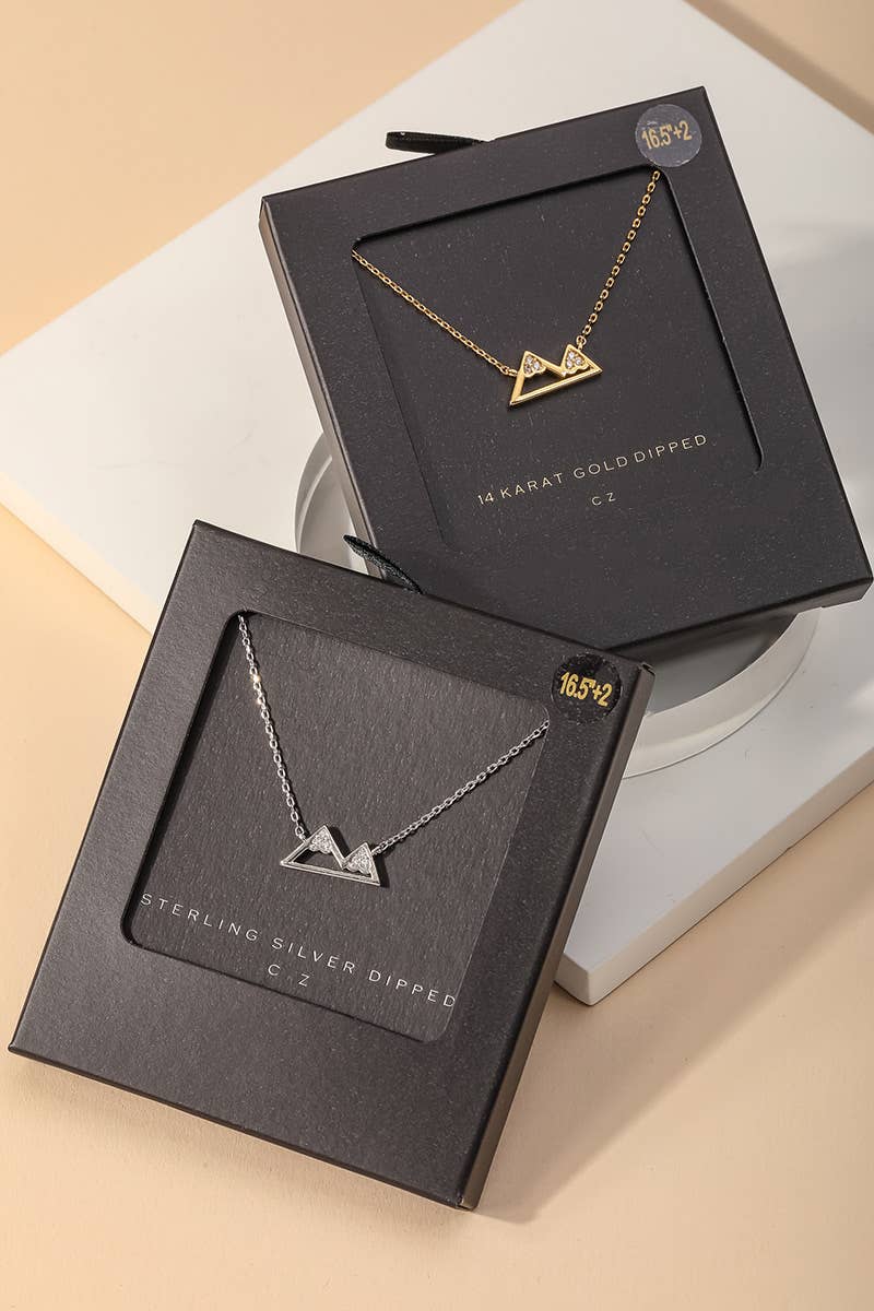 Gold Dipped Secret Box Mountain Pendant Necklace