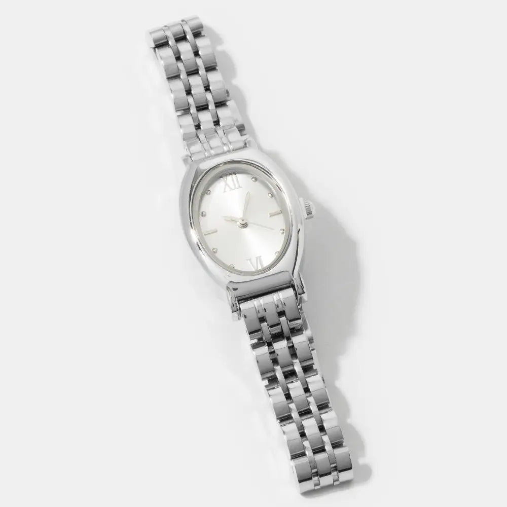 Oval Case Roman Numeral Metal Strap Watch