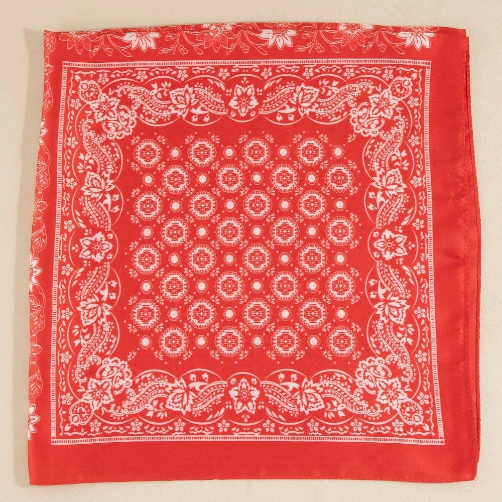 Multi-Patchwork Bandana Paisley Print Satin Square Scarf