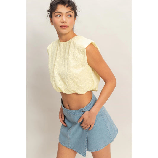 The Lemon Blossom Eyelet Bubble Tank
