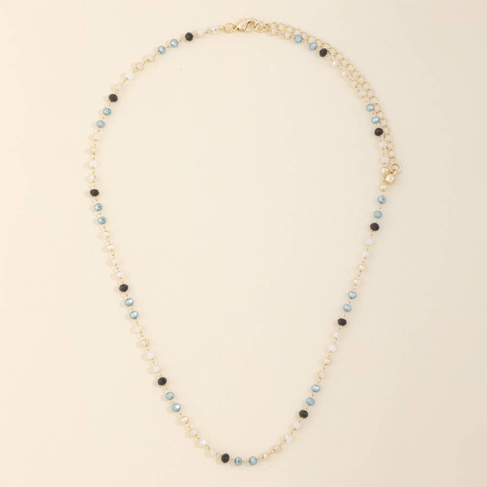 Dainty Faceted Bead Station Chain Necklace