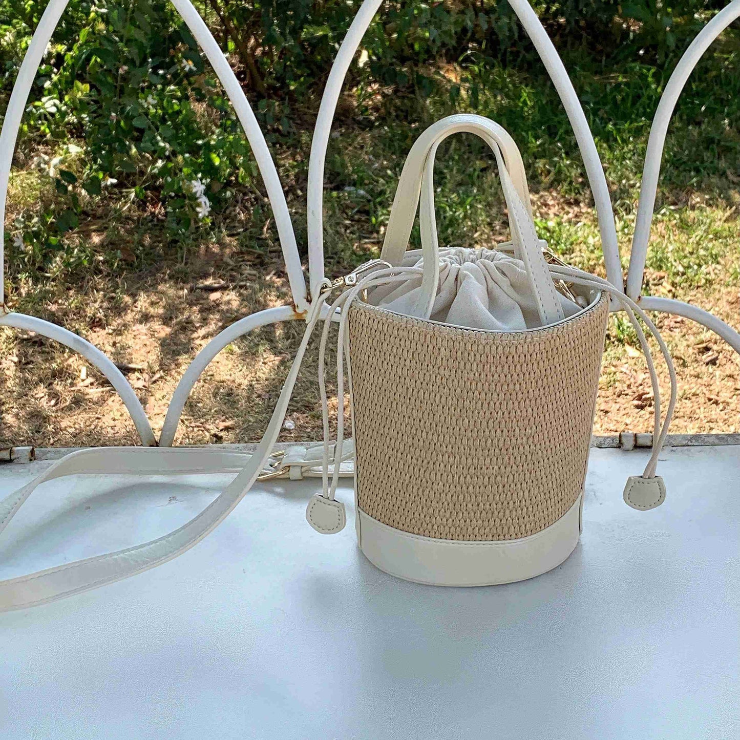 Coastal Woven Bucket Crossbody