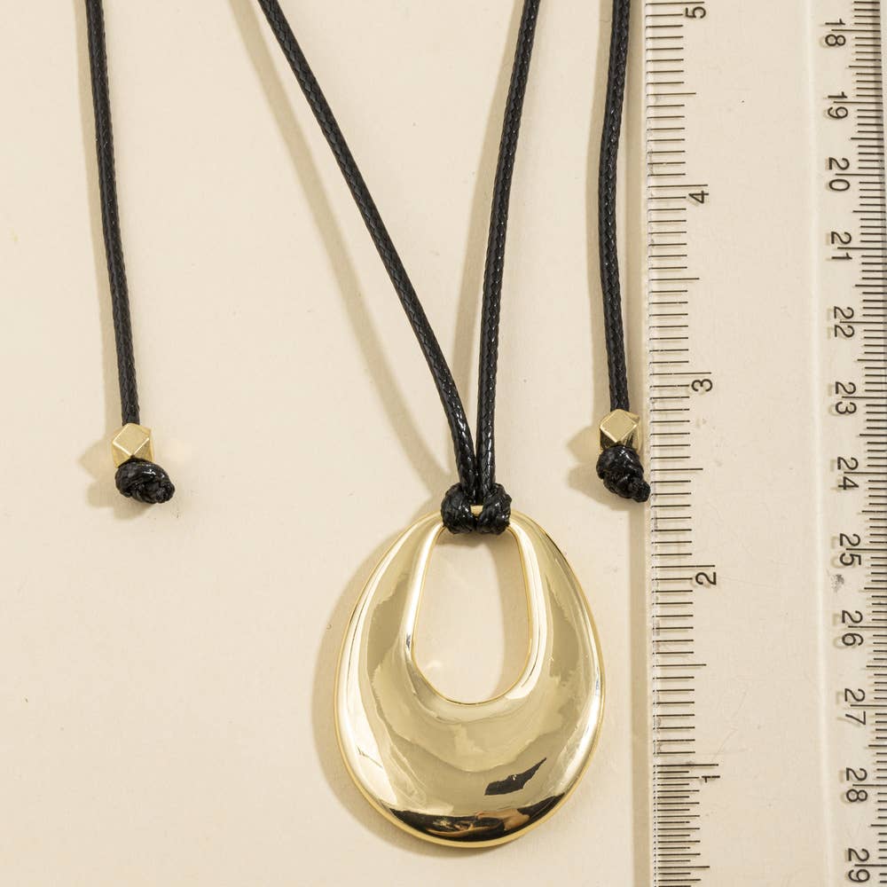 Sculptural Oval Pendant Cord Necklace