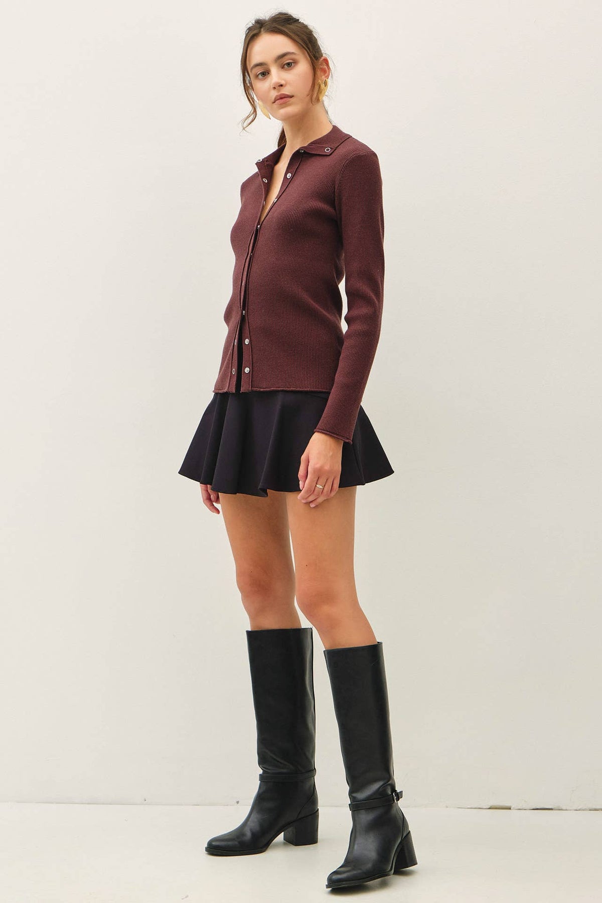 The Snap Front Ribbed Cardigan