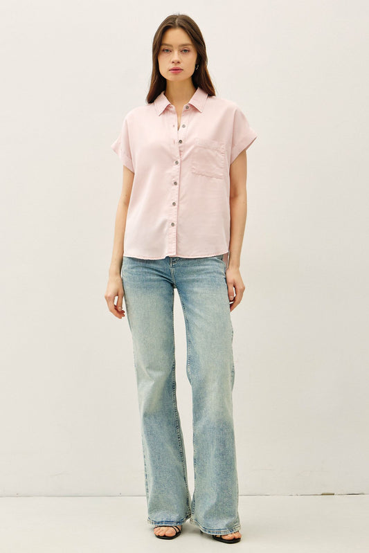 Tinley Pink Button up Top