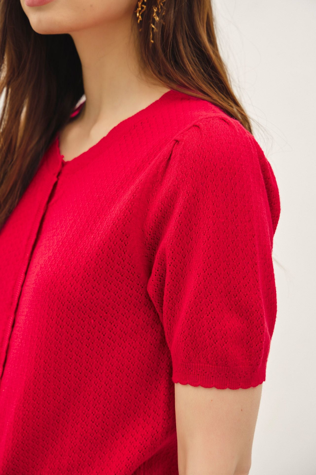 The Lila Knit Top in Red